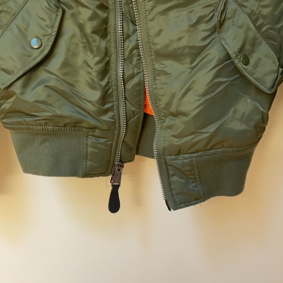 Alpha Industries MA-1 Slim Fit Flight Jacket Sage Green Reversible to Orange - Picture 7 of 11